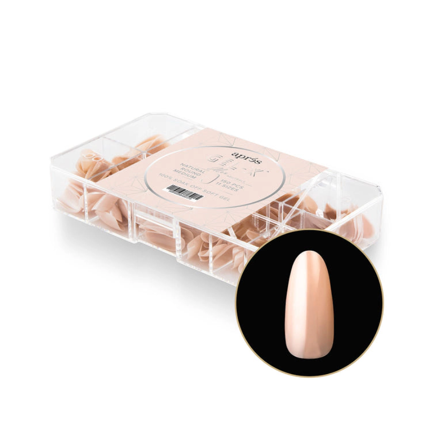 Aprés Gel-X Alex Natural Round Medium Box of Tips - 11 Sizes (150pcs ...